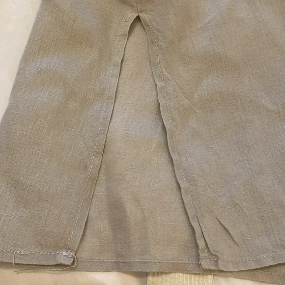 Tahari 100% Linen Taupe Tunic Style Shirt Size L - Picture 4 of 6